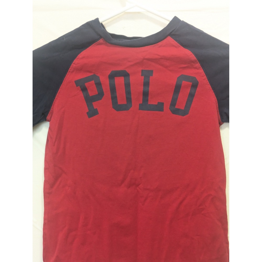 Polo Ralph Lauren Red Navy Raglan Shirt Youth‎ XL 18/20 Long Sleeve Logo Tee - Picture 2 of 4